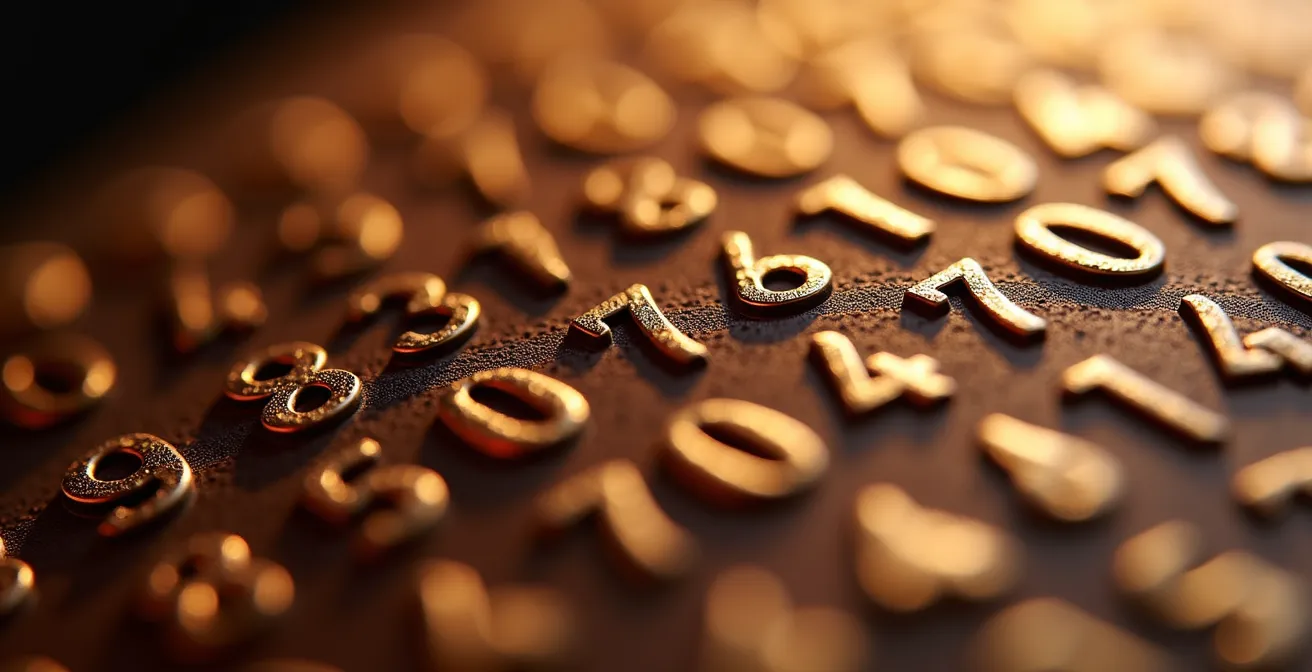 Makroaufnahme von Weinflaschen-Etiketten mit Fokus auf numerische Prägungen