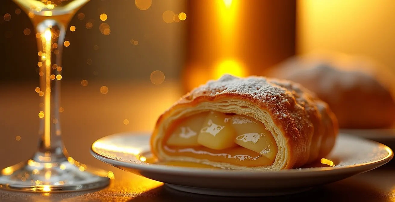 Elegante Präsentation von Auslese-Wein mit passendem Dessert