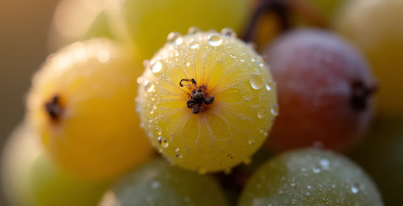 Makroaufnahme von edelfaulen Trauben mit Botrytis-Befall