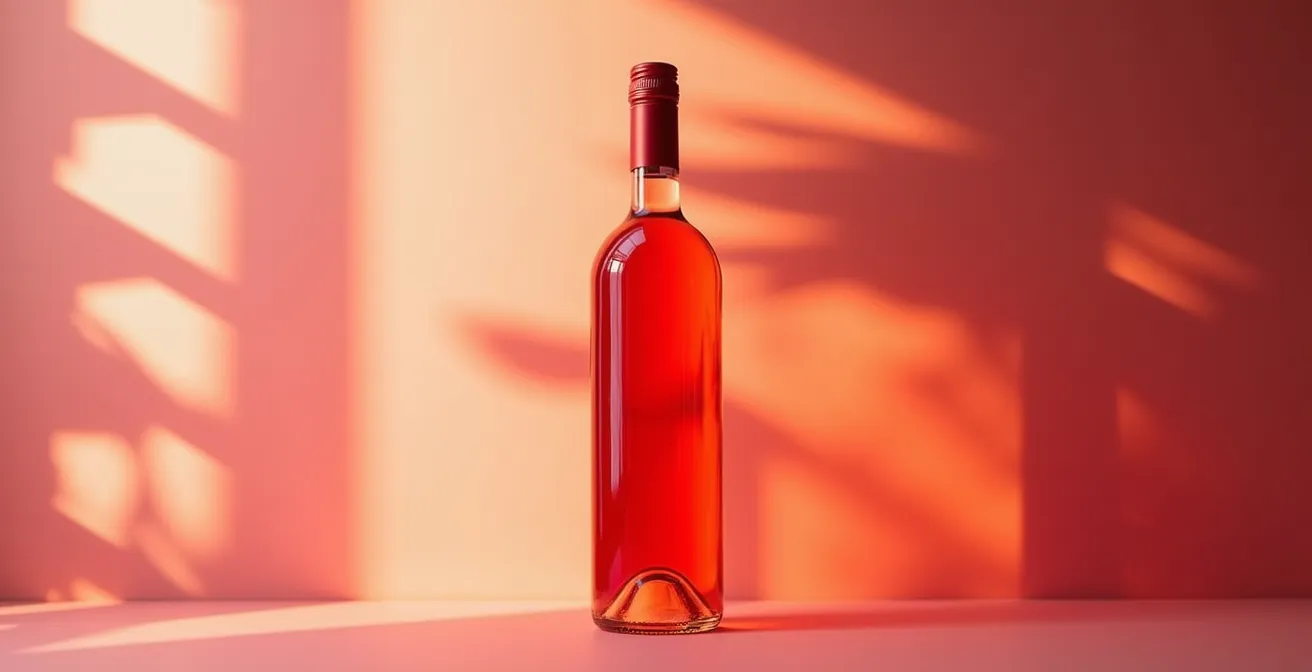 Premium Roséwein in horizontaler Lagerposition im Weinkeller