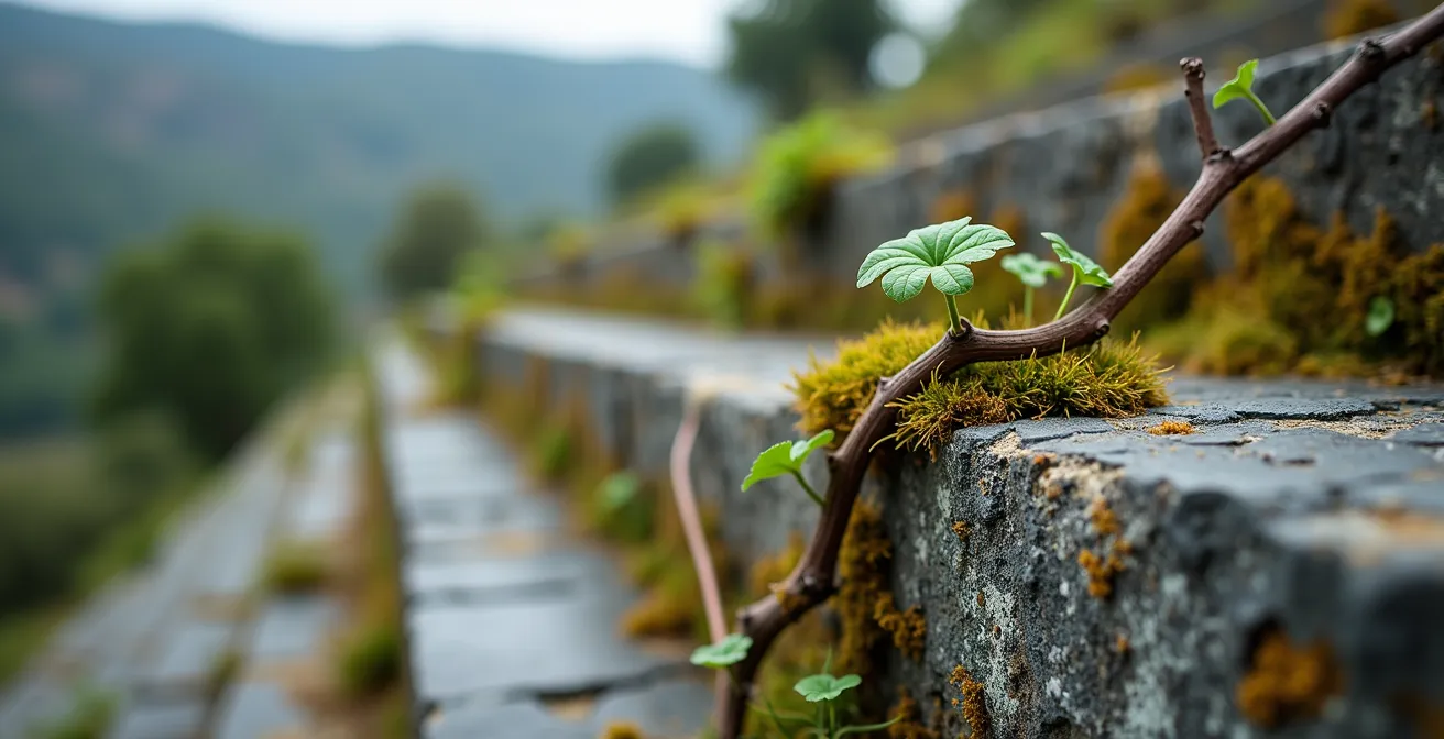 Spektakulärer Blick über die steilen Weinberge des Ahrtals im Herbst