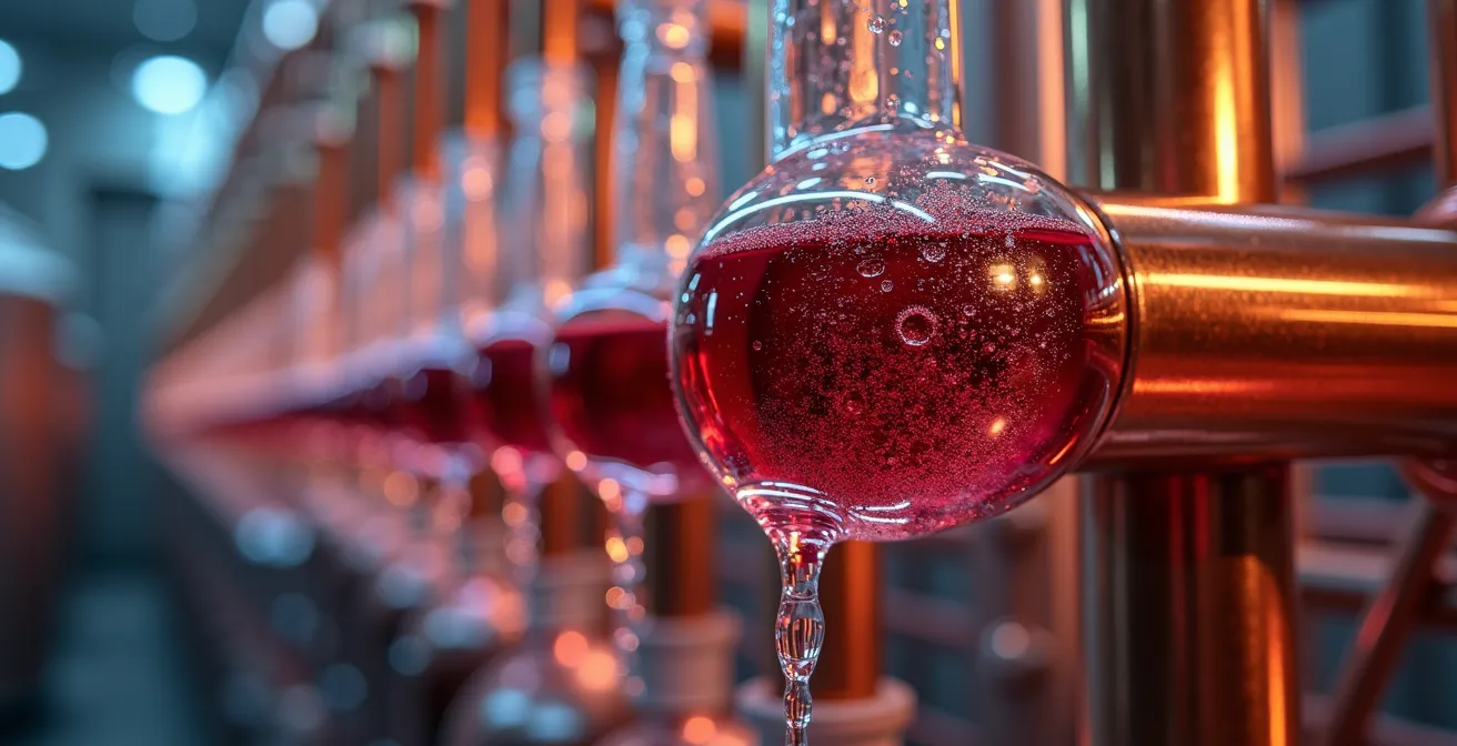 Technische Darstellung der Vakuumdestillation bei alkoholfreiem Wein