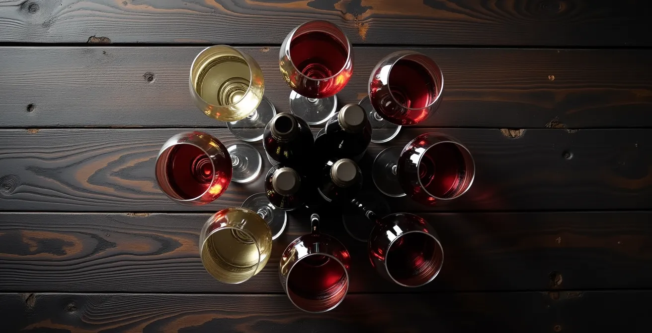 Übersichtliche Darstellung der benötigten Weinmenge für 6 Gäste bei einem 3-Gänge-Menü