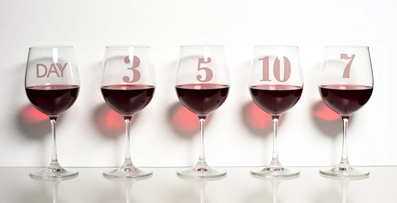 Zeitstrahl-Visualisierung der Weinoxidation über mehrere Tage